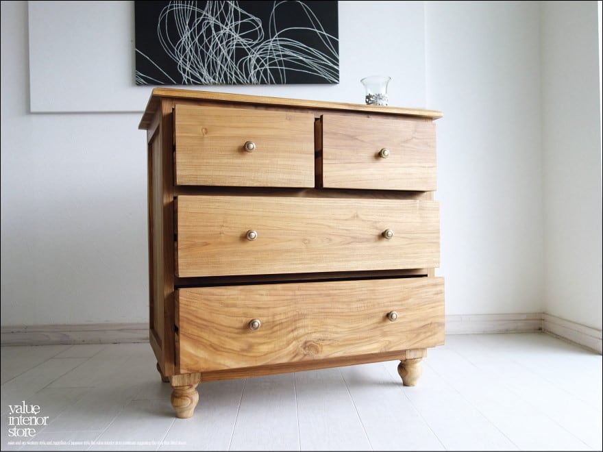 チークチェストR80N タンス 収納家具 整理タンス 箪笥 チーク材 天然木