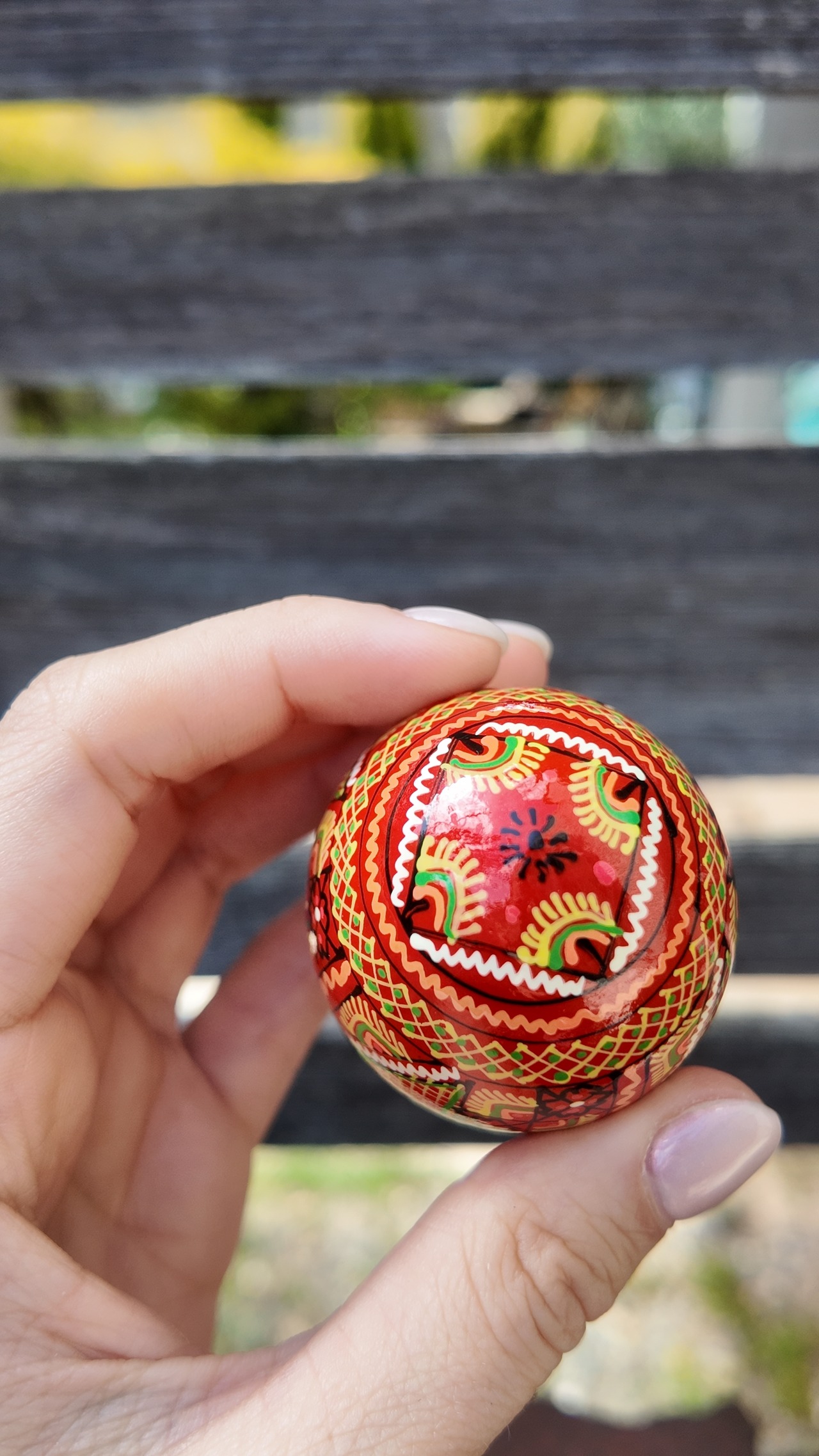 装飾用木製プィサンカ（イースターエッグ）with stand　コロミヤモデル - 5