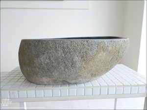 手洗鉢 自然石 洗面ボウルL-E04 洗面器 手洗いボウル 天然石 ウォッシュボウル 洗面資材 洗面材料 W44.5 x D34 x H17cm