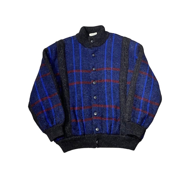 Italy Vintage - Mohair Alpaca Check Knit Blouson (size-6) ¥28000+tax