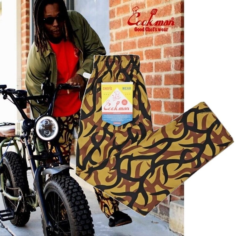 COOKMAN 】Chef Pants Tribal Camo Beige クックマン シェフパンツ