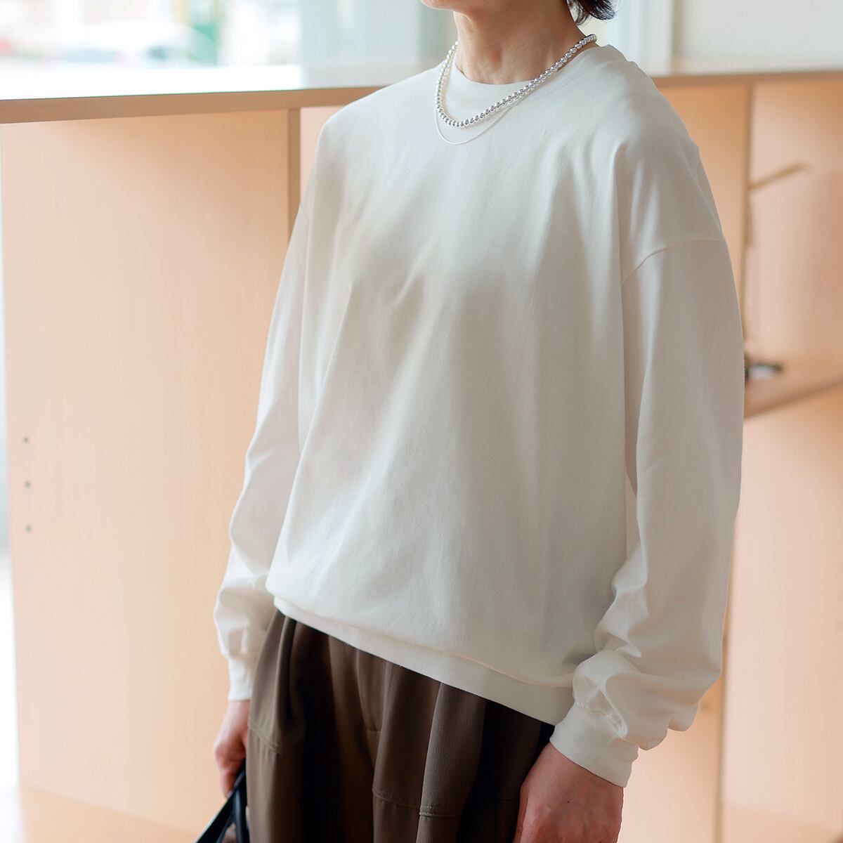 MANON (マノン) コットン クルーネック ロンTee