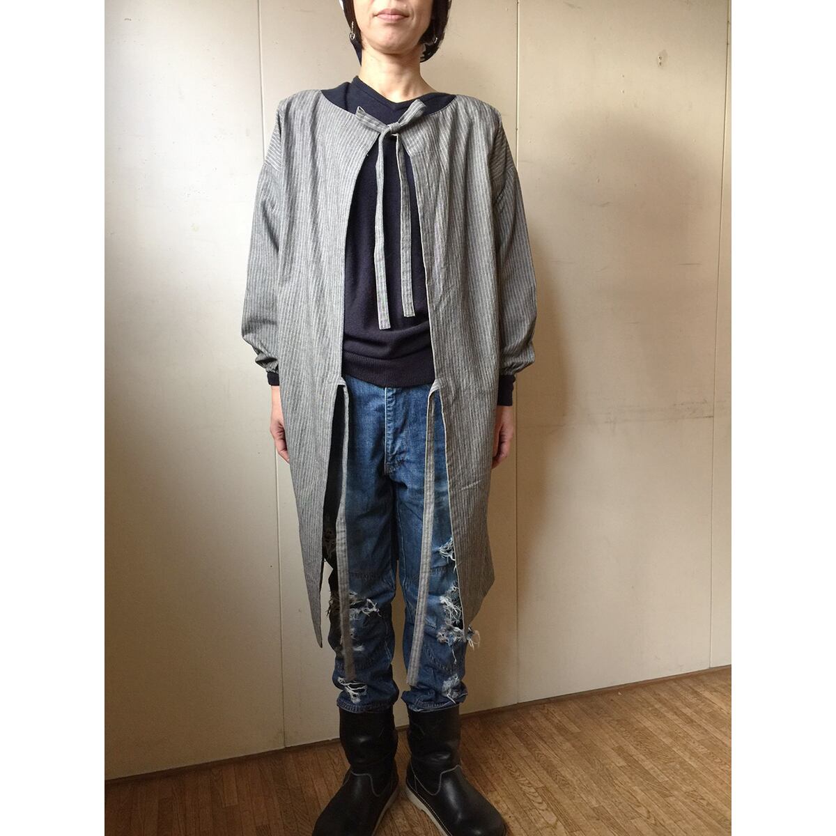 亀田縞後ろヒモ2WAY KAPPO-GIコート（UNISEX）2way string kappo-gi