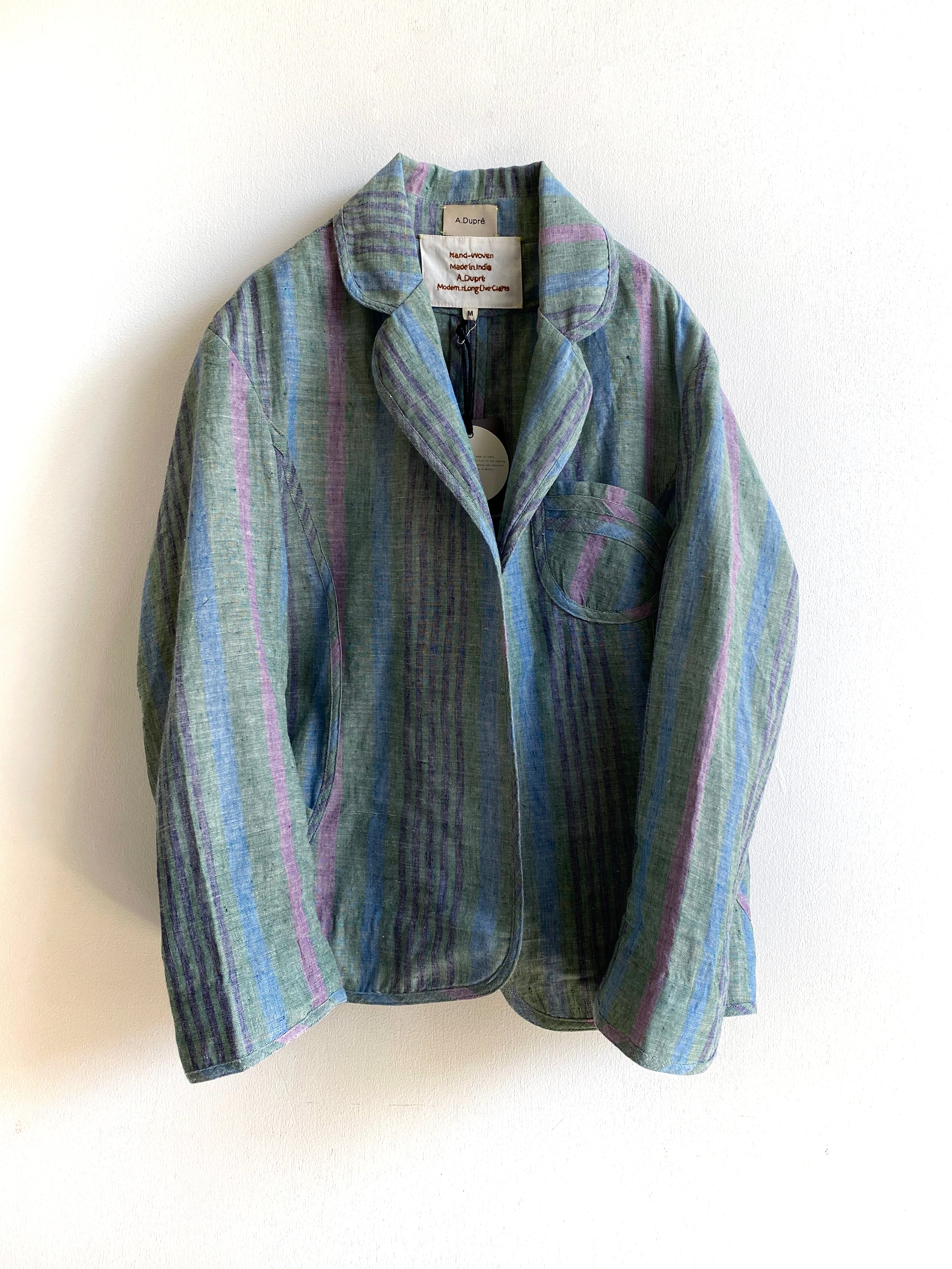 Waist Shape Jacket "green & purple chambray stripe" khadi cotton