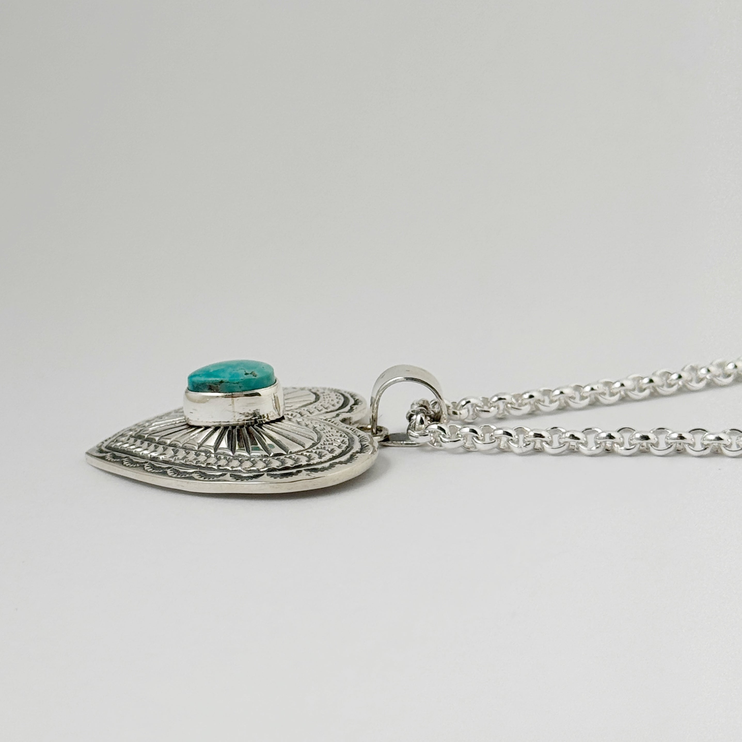 Indian Jewelry 》キングマン ターコイズハートペンダント ネックレス