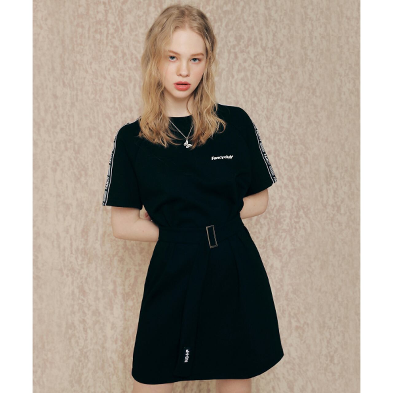 NASTY FANCY CLUB] FANCY LINE BELT ONE PIECE (BLK) 正規品 韓国 