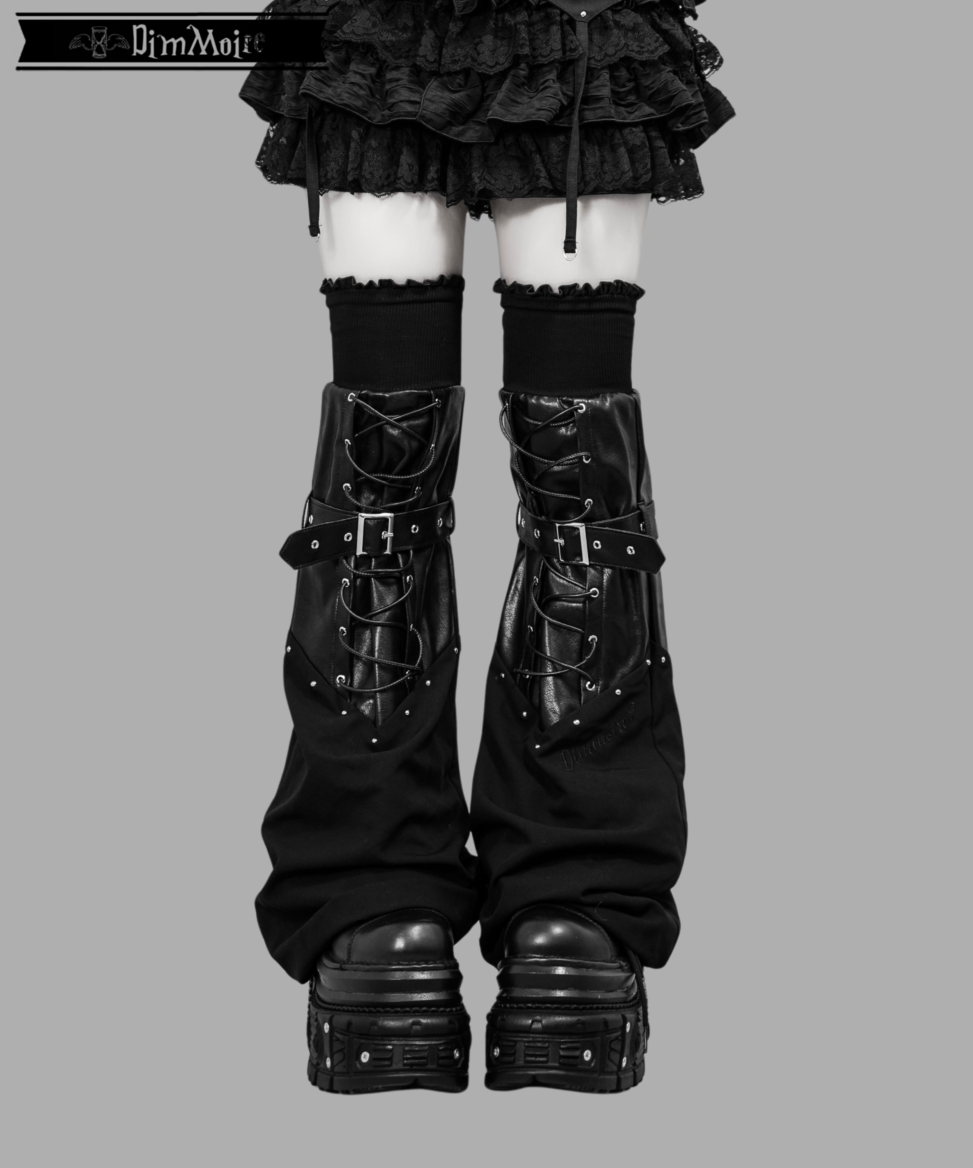拘束編み上げニーハイウォーマー‎【Black】 | DimMoire