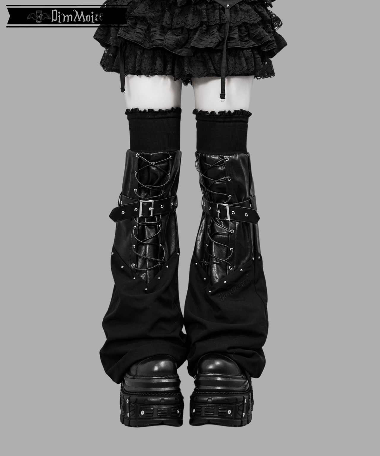 拘束編み上げニーハイウォーマー‎【Black】