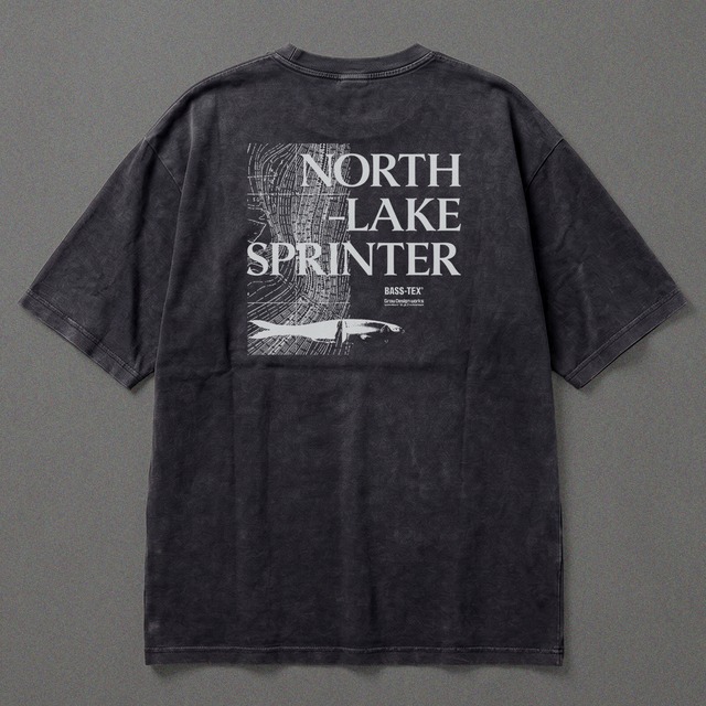 Garment Washed Tee "North-Lake Sprinter" -BLACK