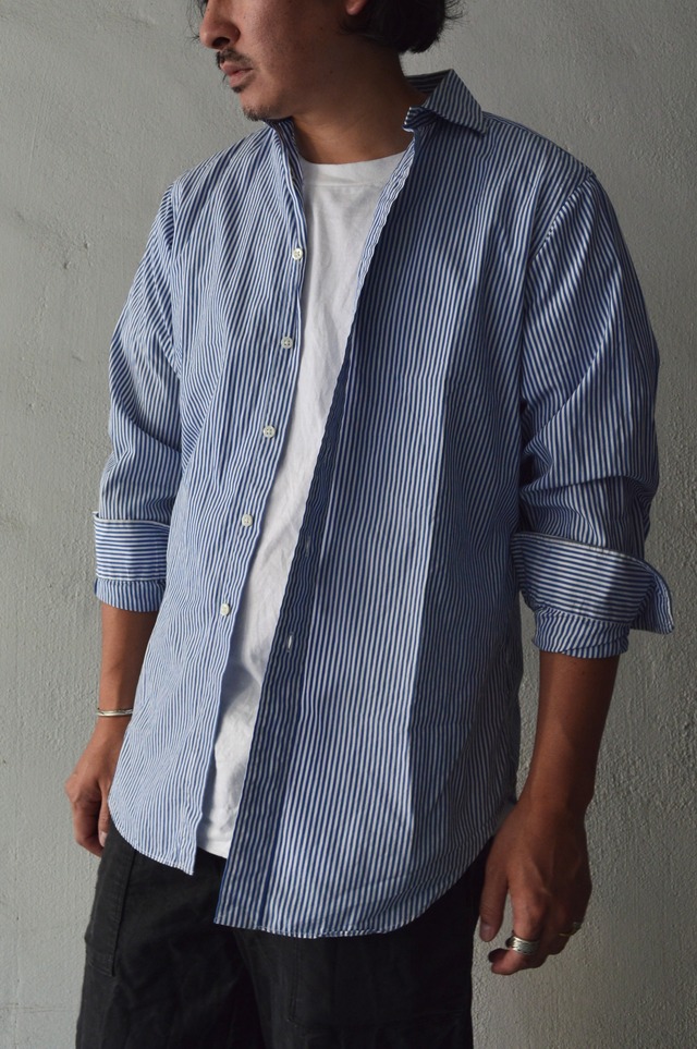 Polo Ralph Lauren 90's ESTATE Cotton Broad Stripe Shirt Nn Pony White×Blue ポロラルフローレン 90s シャツ ストライプ ポニーなし