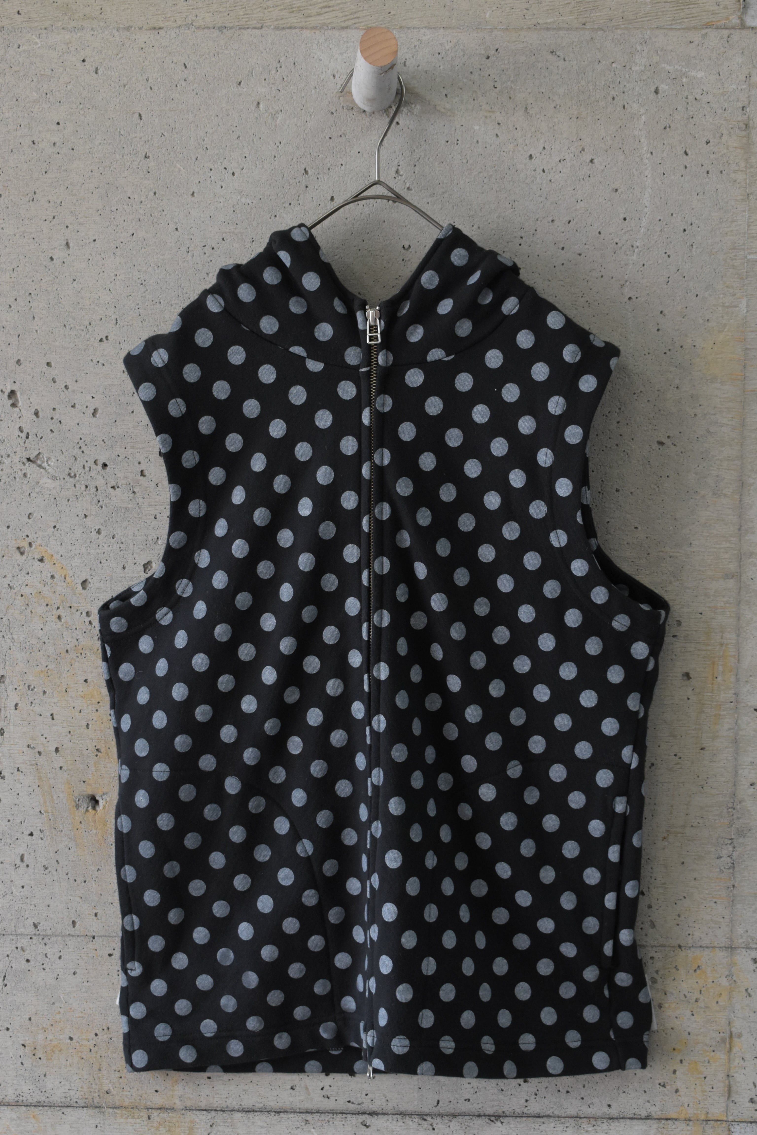 Polka Dot Sweatshirt Fabric Hooded Vest