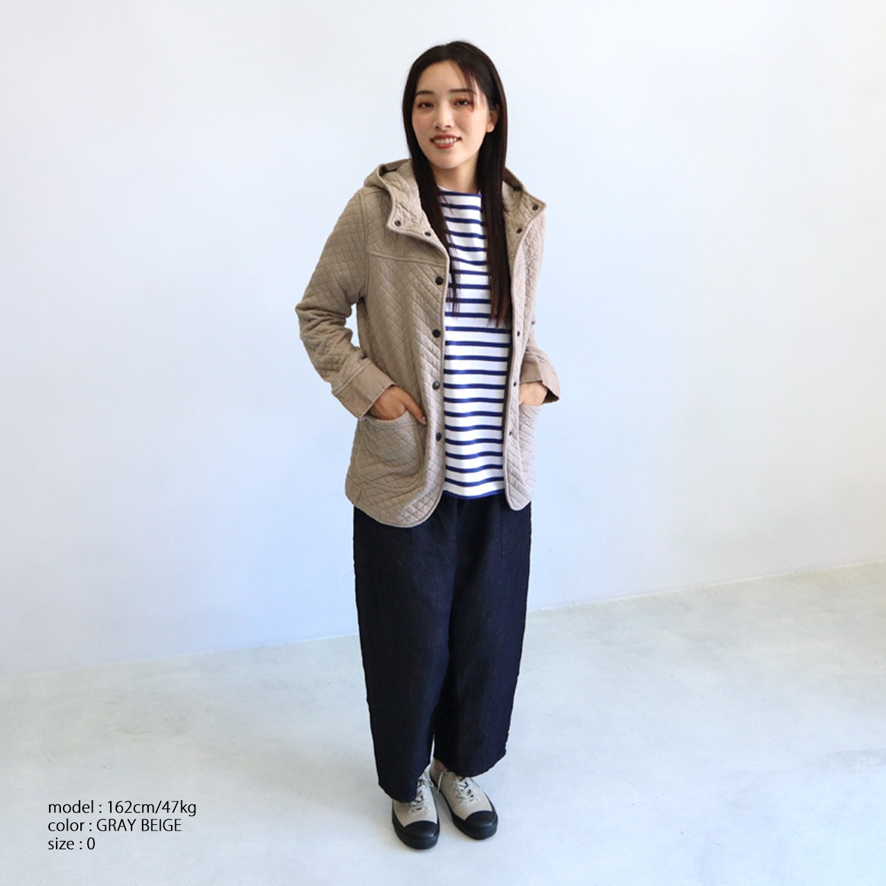 ARMEN * コットン キルティング【フード付き】ジャケット[NAM0555  