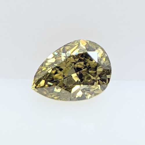 ダイヤモンド 0.226ct FANCY DEEP BROWNISH GREENISH YELLOW I-1 ペアシェイプ カメレオン