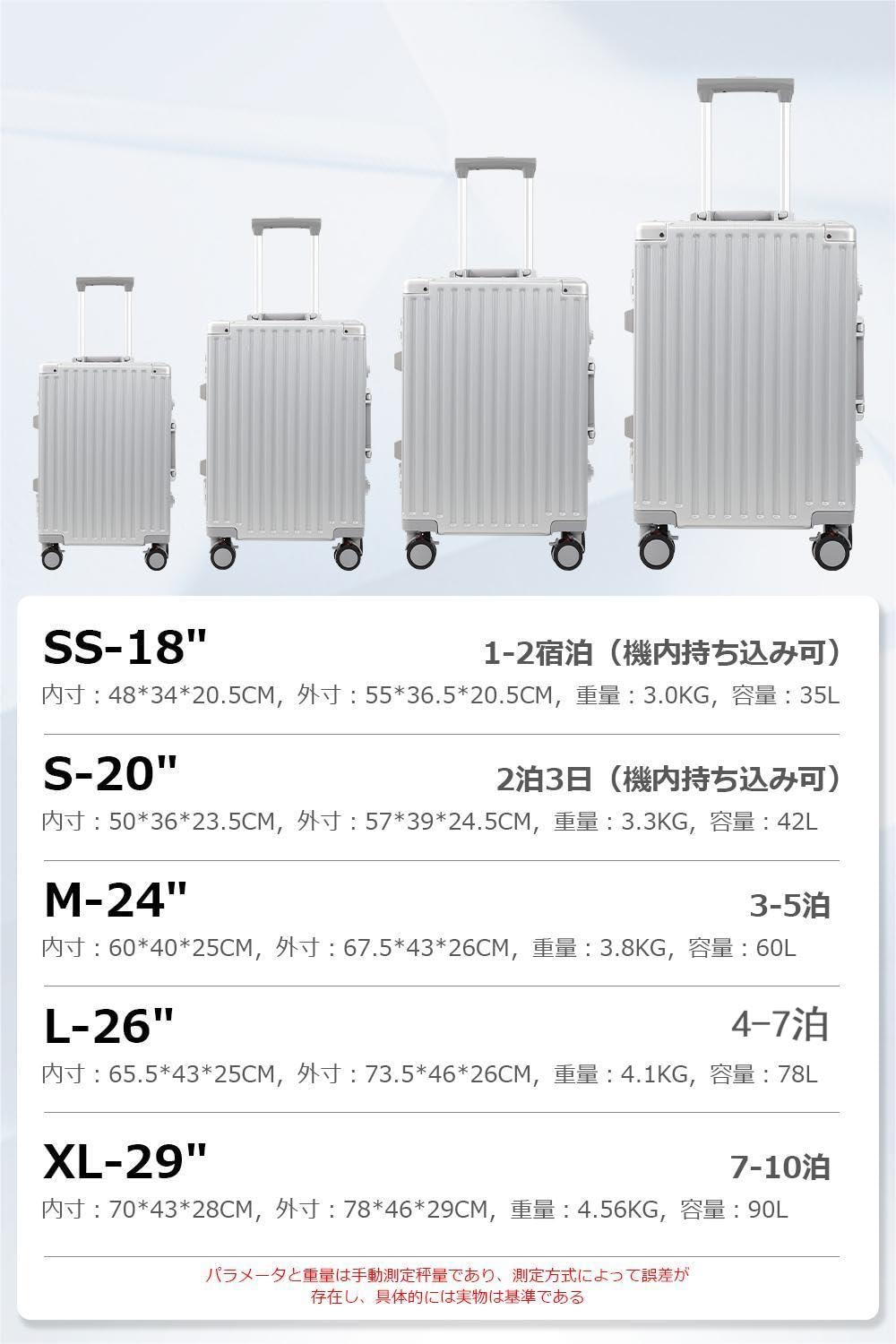 アルミフレーム キャリーケース Sサイズ 10点セット シルバー 1652