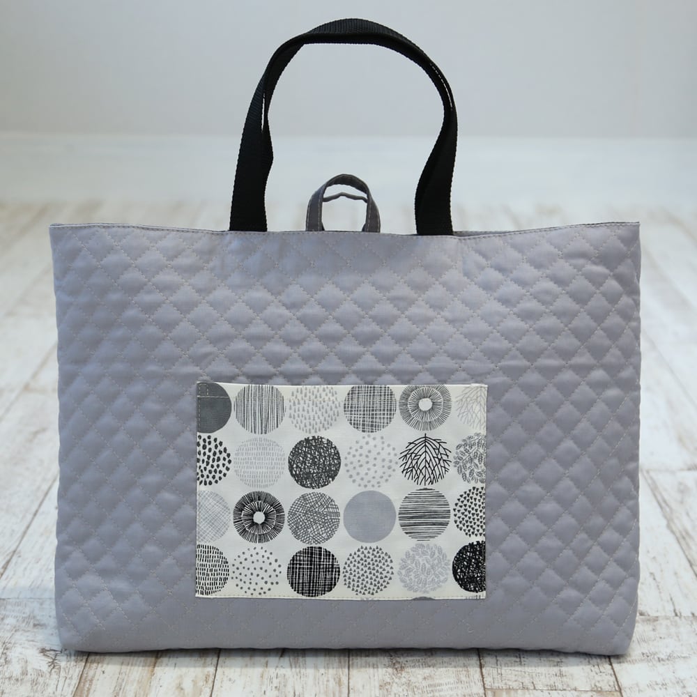 リバーシブル マチ付きレッスンバッグ 北欧シンプルライン ループ付き