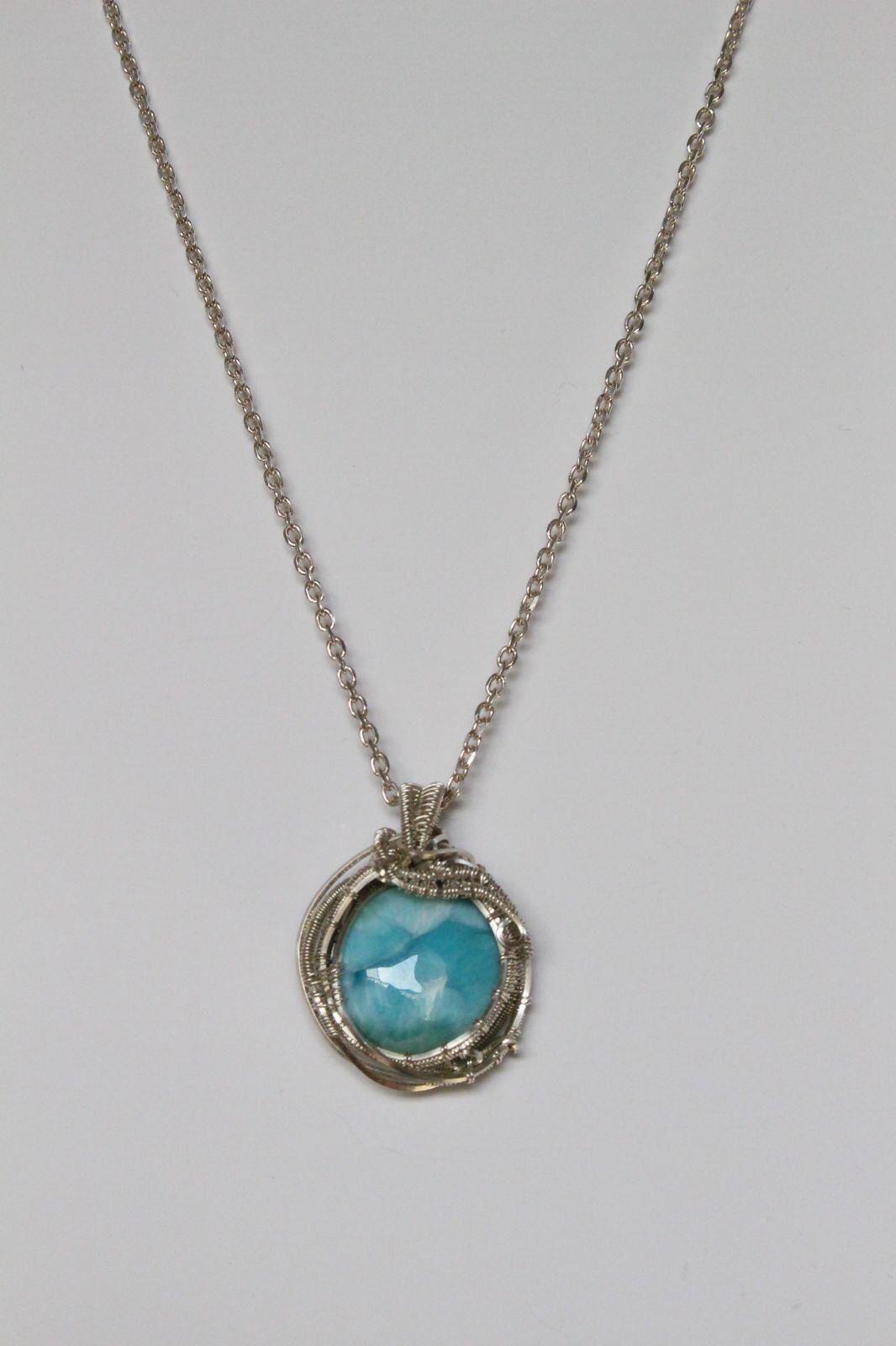 Larimar silver925 wirewrapping pendant