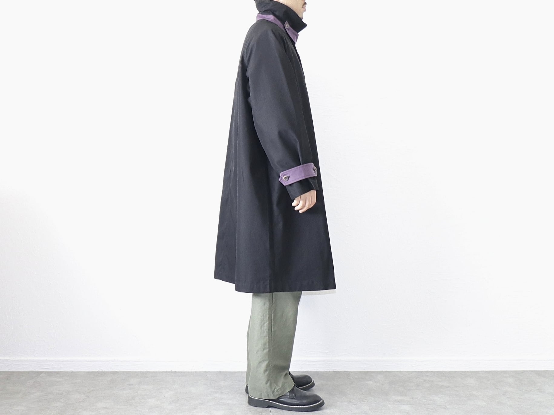 KELEN / BAL COLLAR COAT“GRAVES 2TONE” - BLACK ケレン / バルカラー