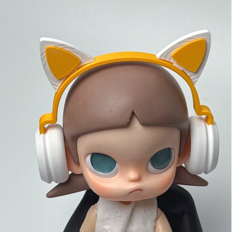 Zsiga＆1/8ドール＆20cm対応 猫耳装飾付き イヤホン ぬいぐるみ用