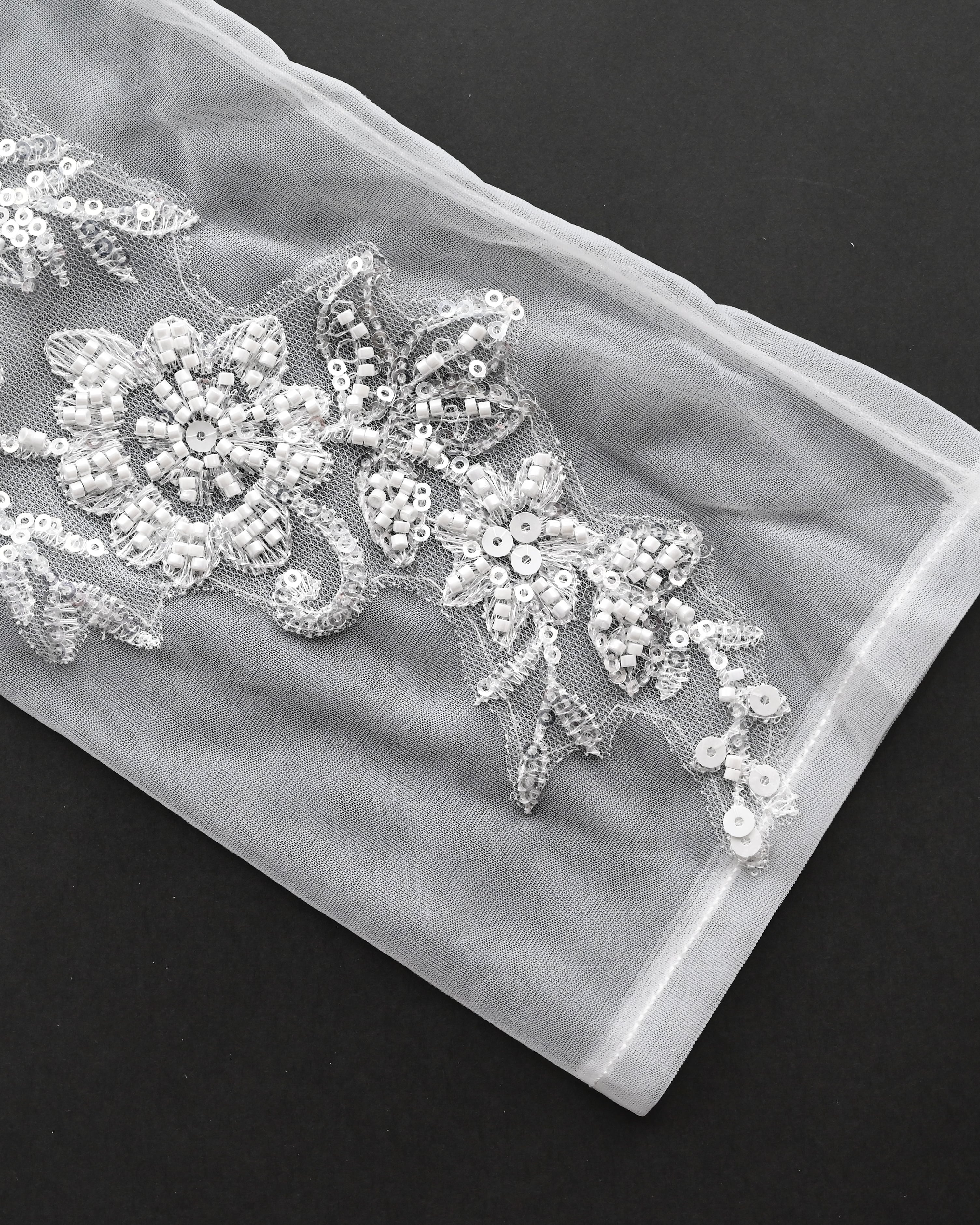 スパンコールフラワーレースロングウェディンググローブ【GL2511-09