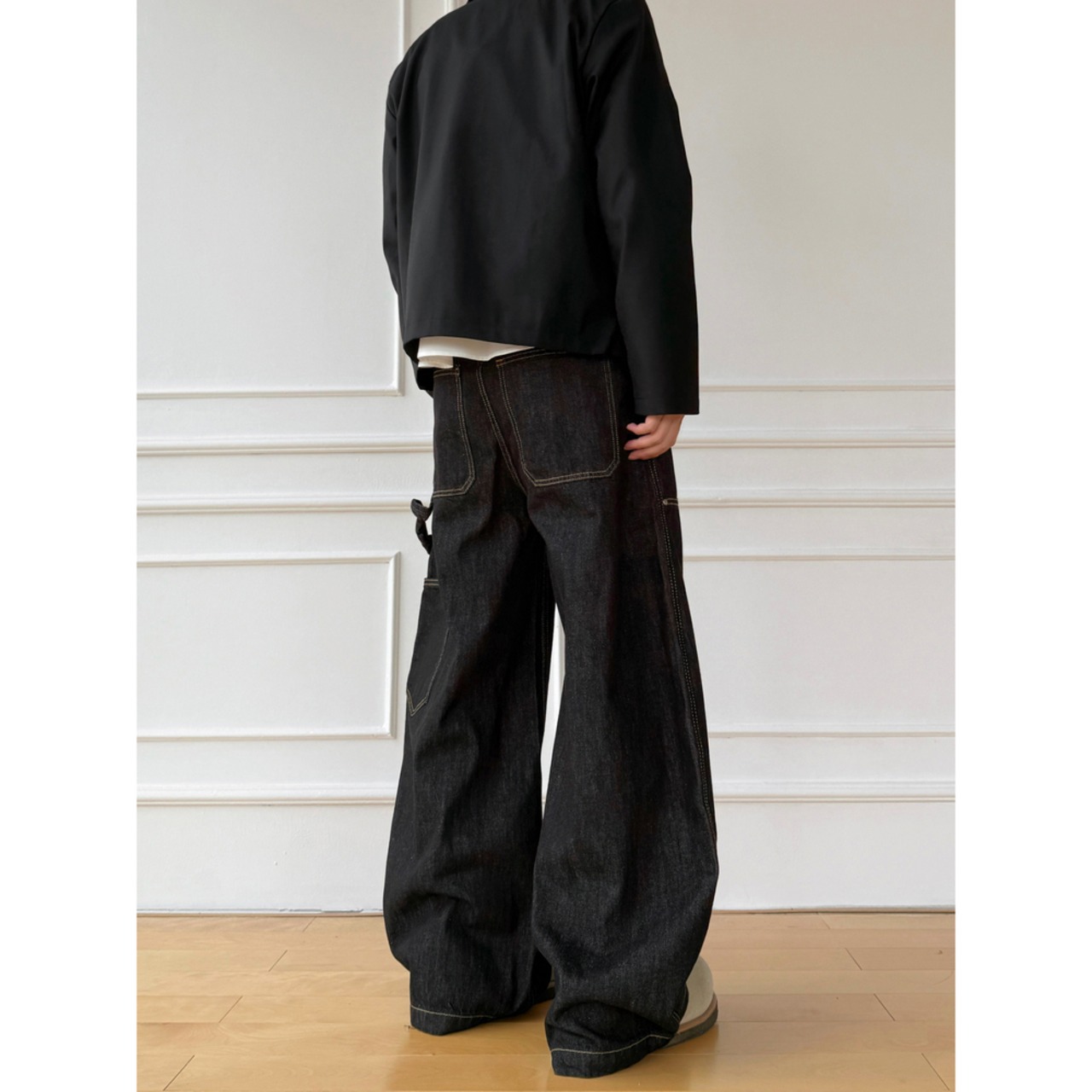 ストリート  ワイドデニムパンツ P401