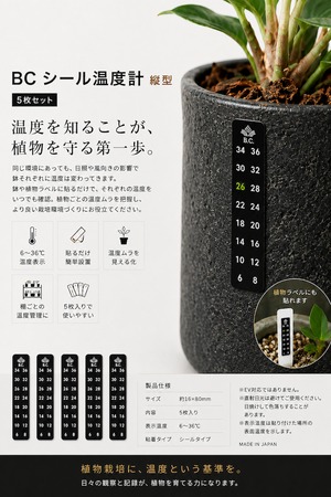 BC シール温度計（縦型、５枚セット）