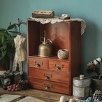 小物収納棚 木製 ４グリット ドレッサー収納 化粧品収納 香水収納 小物収納 ケース ヴィンテージ 北欧