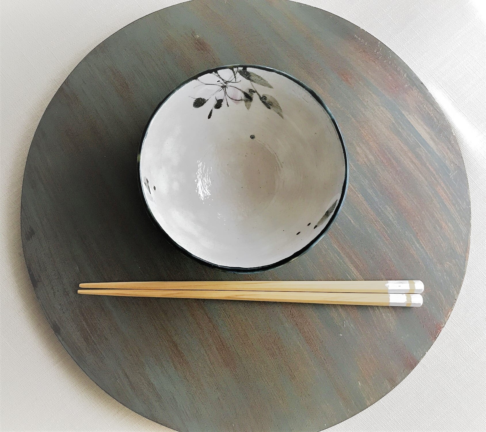 まほろば 藍枝垂れ花 飯碗