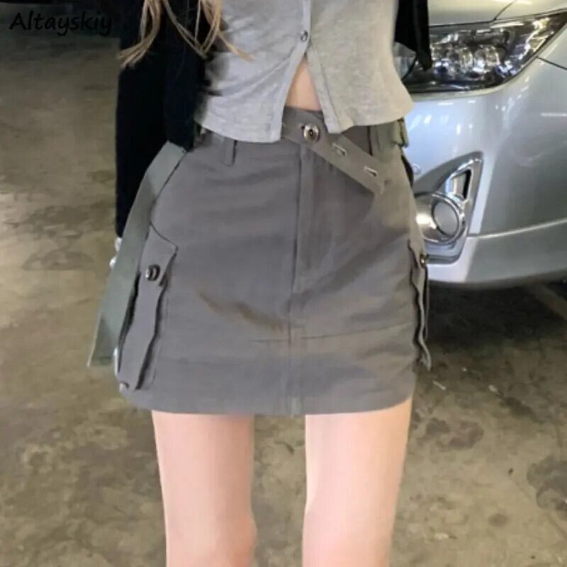 【新作】【送料無料】 ミニスカートの女性のセクシーなヴィンテージサファリスタイル女性カジュアル原宿オル流行エンパイアソリッドオールマッチ A ライン気質 0317378218949