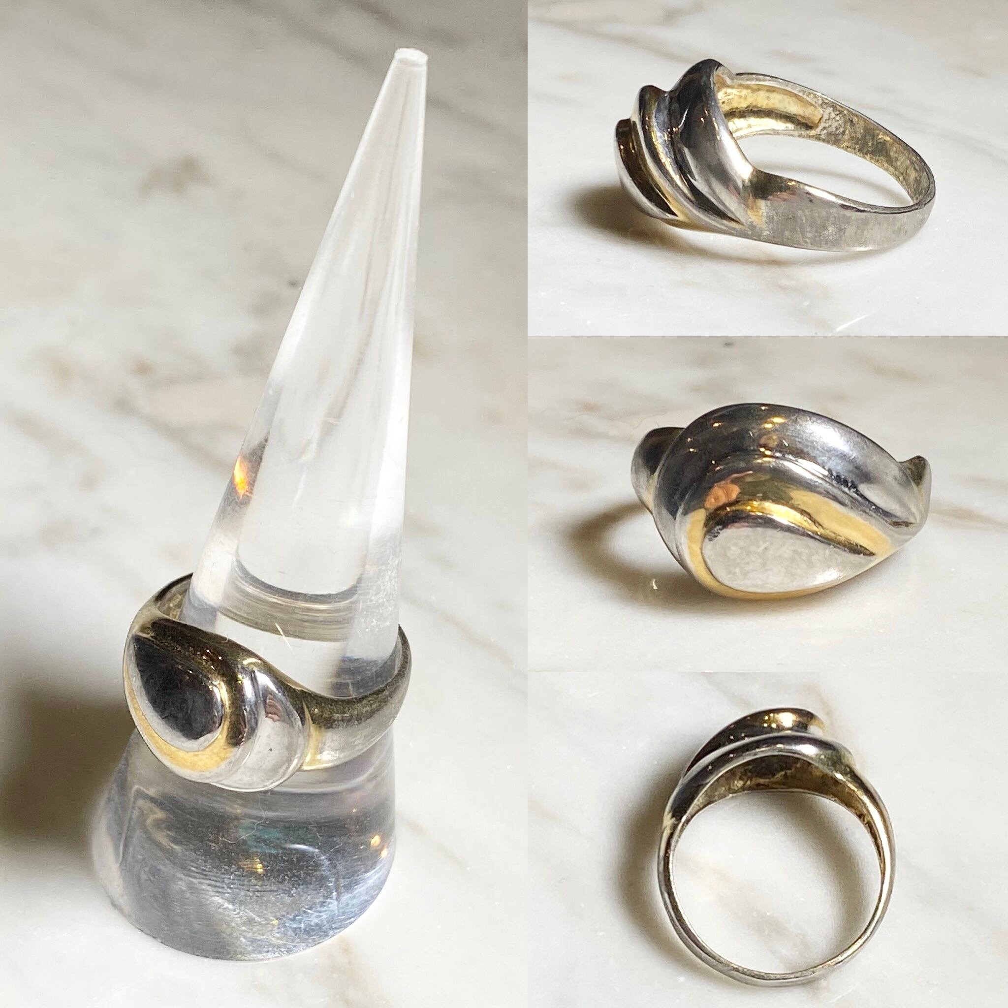vintage silver abstract layered ring | NOIR ONLINE