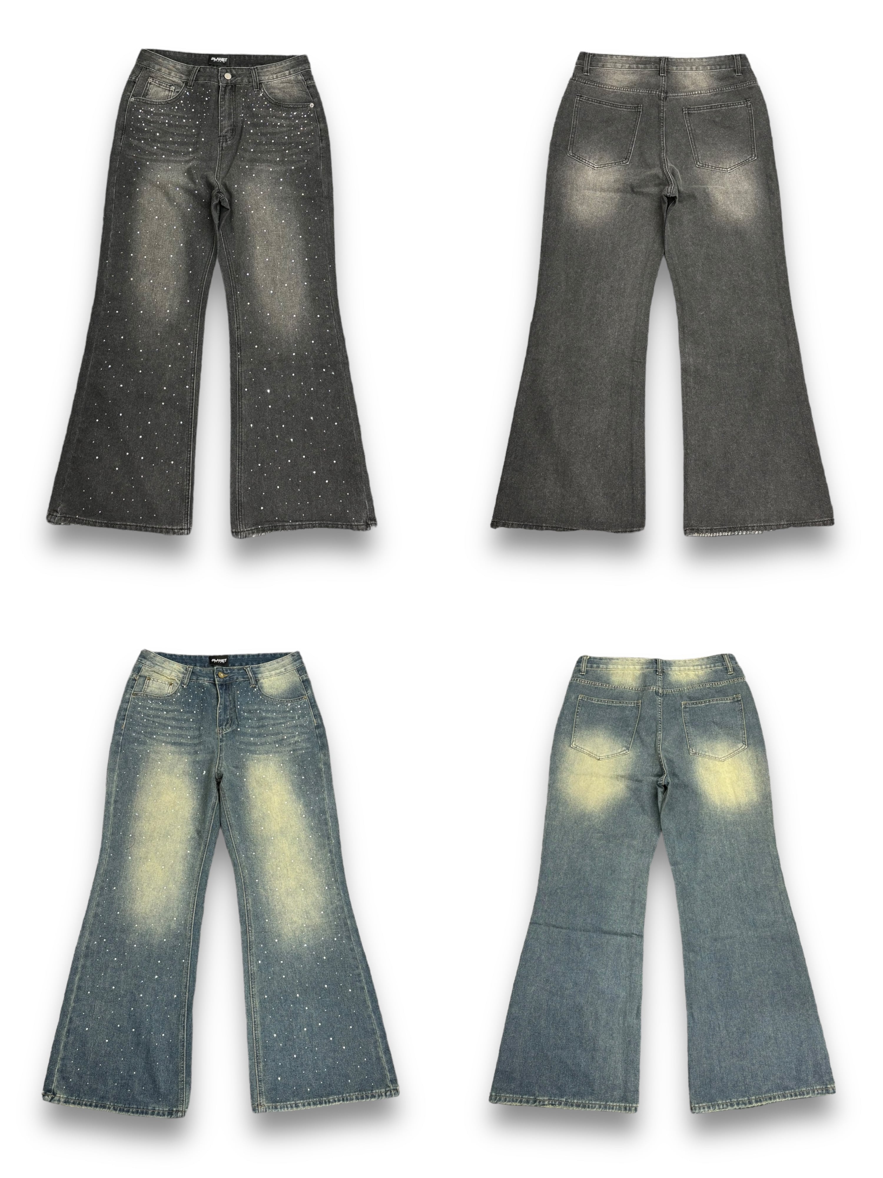 【PLANET STUDIO】rhinestone denim pants(2colors)
