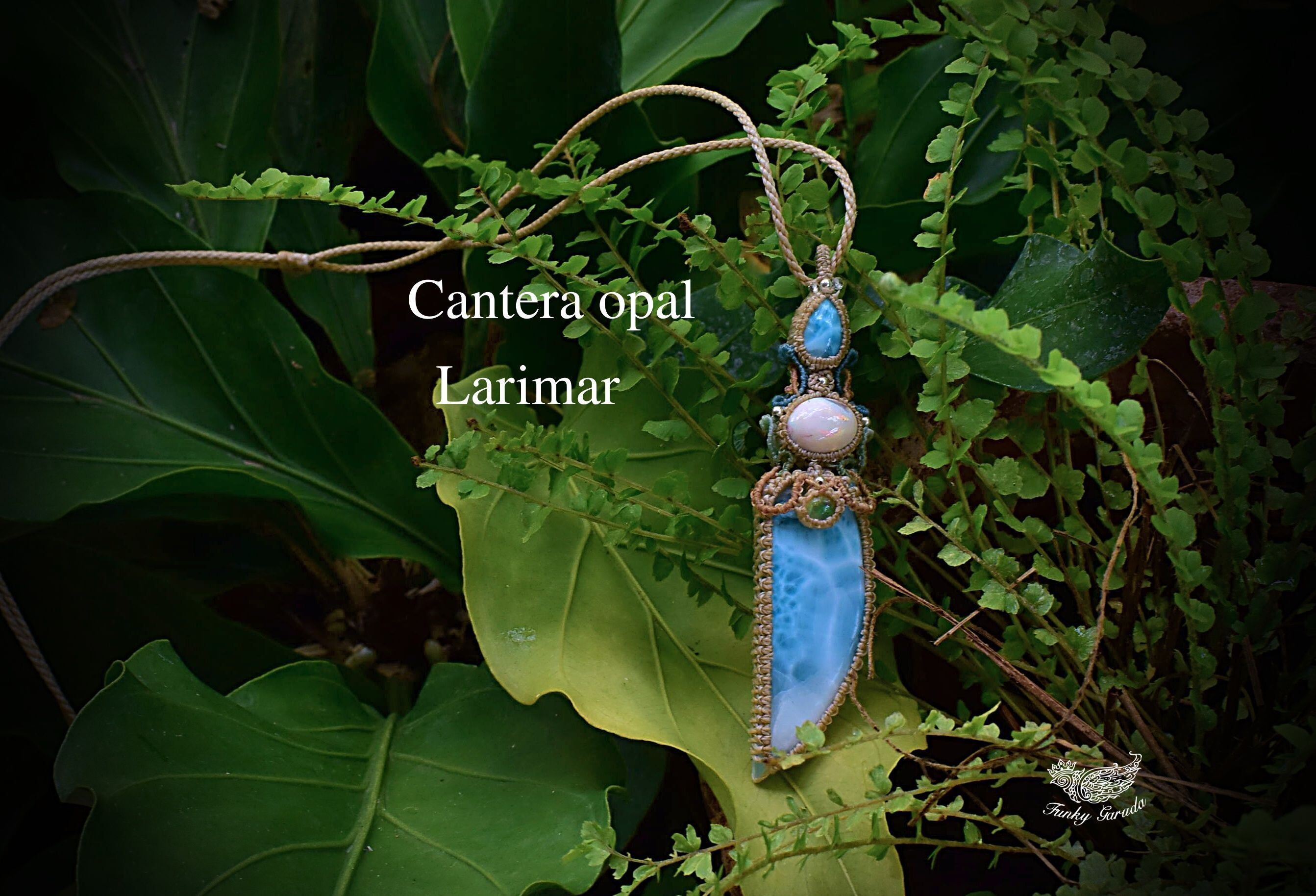 海と虹の剣★カンテラオパール ラリマー マクラメネックレスopal020