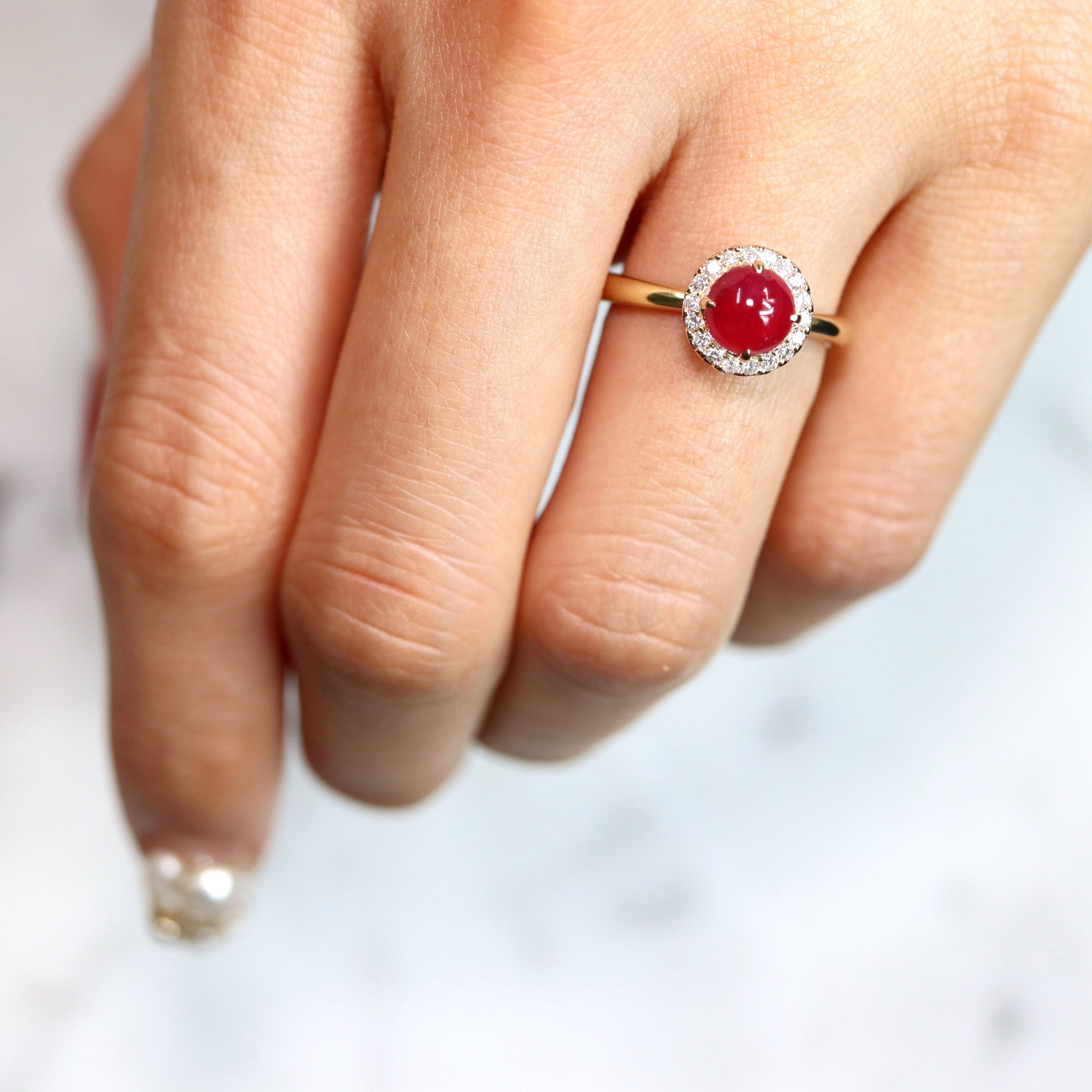K18YGカボションルビーリング R1.322ct | FADEN JEWELRY