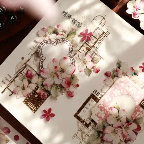 新作予約☆EM118A｜yier 壹洱文創【海棠花】型抜き マスキングテープ / PET テープ