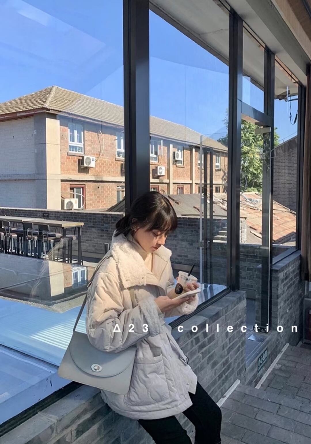 ウエストベルト付き 襟ボアジャケット　AJ33172-3311