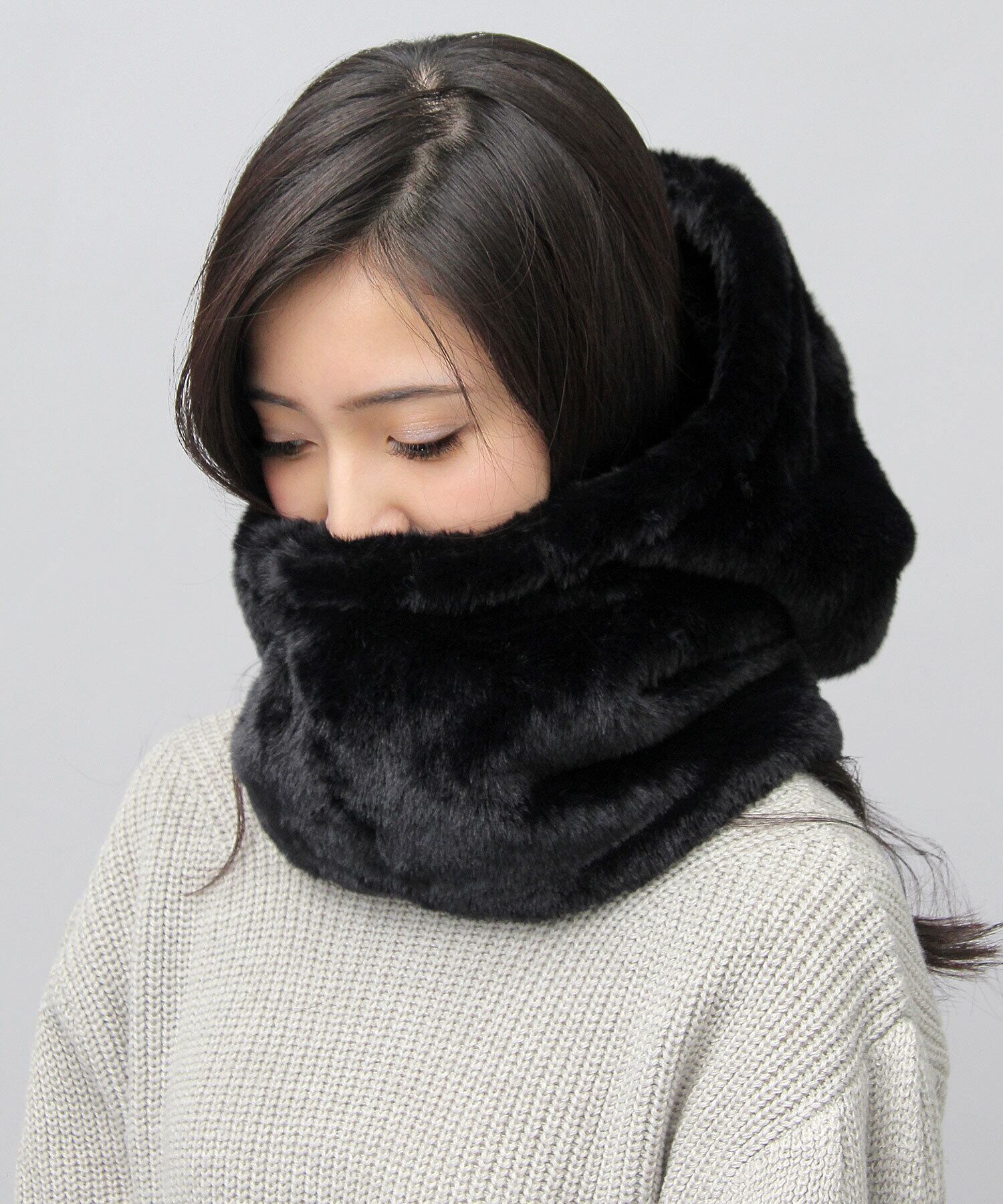 HDT-084 フェイクファー ビッグシルエット フーディー / ビッグフード