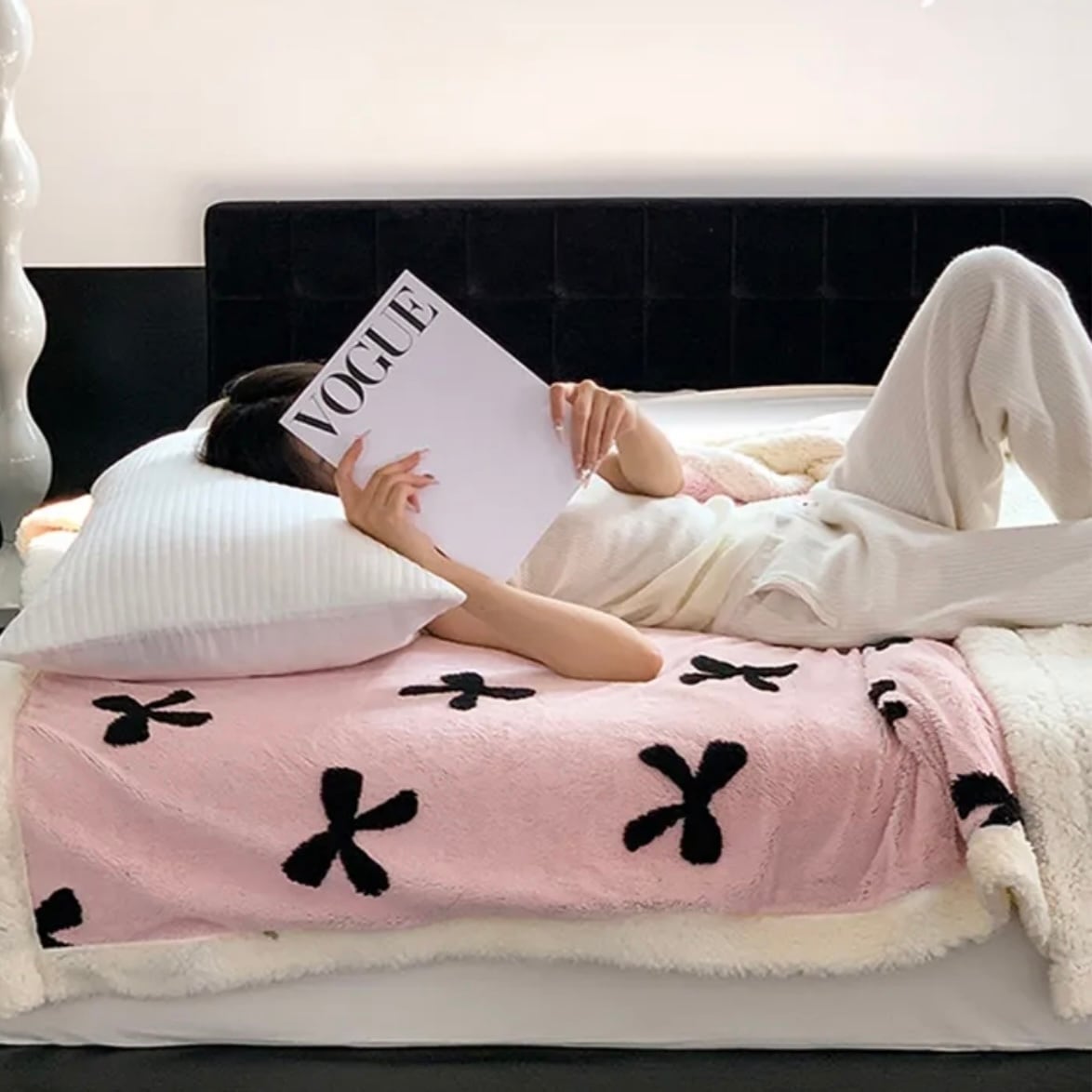 classic ribbon blanket 3colors 2size / クラシック リボン