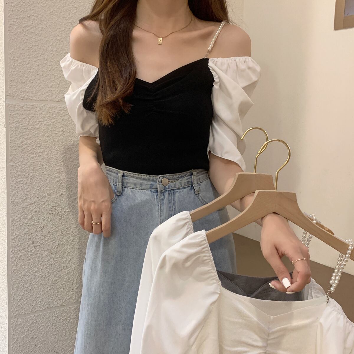 ショートカラーセーター トップス Tシャツ サマー 夏物 YY-ファッション54977770713