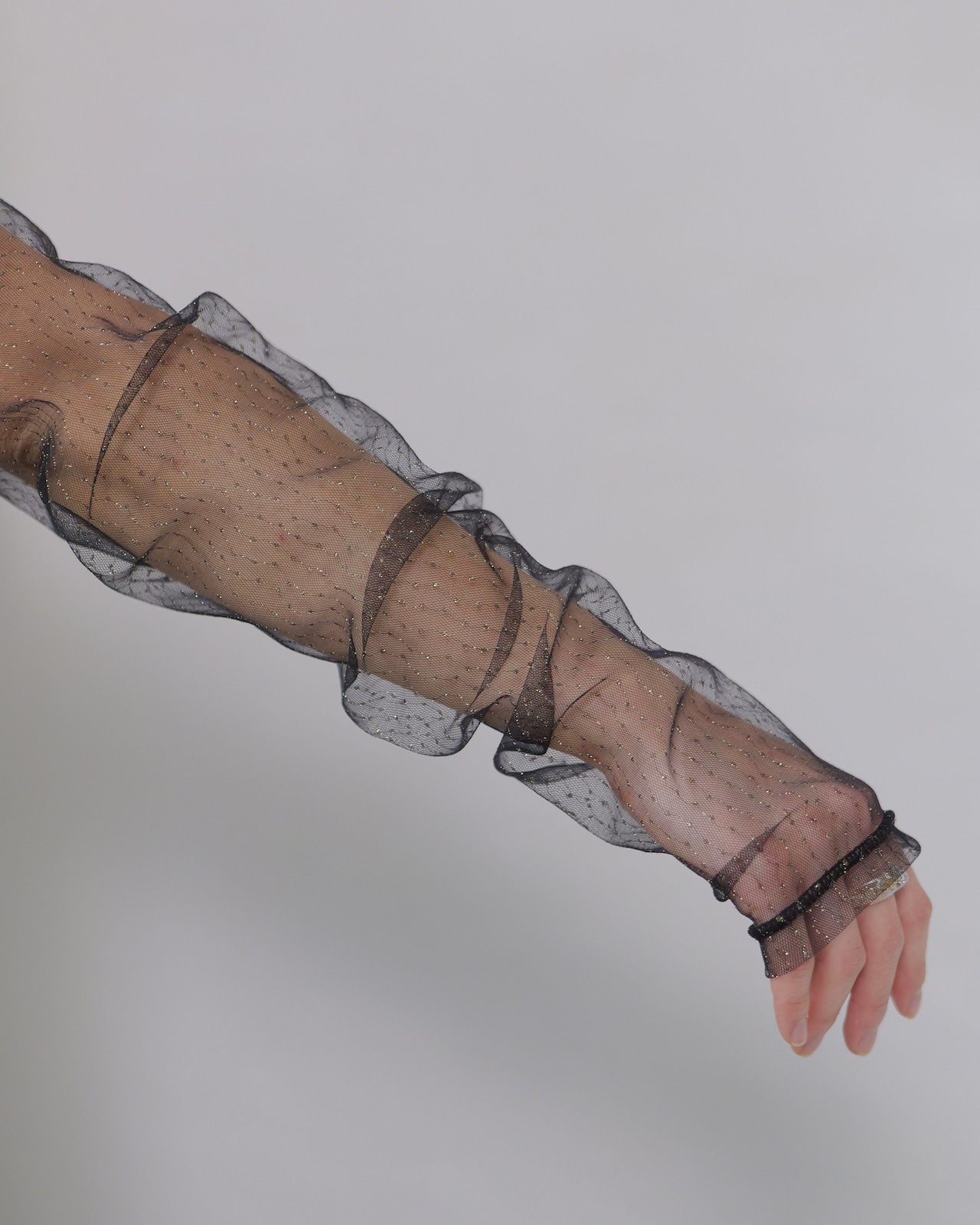 FOURAM - LAME TULLE STRIPE P/O :Black|ラメチュール/ストライプ/セカンドスキン