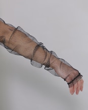 FOURAM - LAME TULLE STRIPE P/O :Black|ラメチュール/ストライプ/セカンドスキン