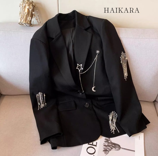 Casual style jacket with sparkly tassels