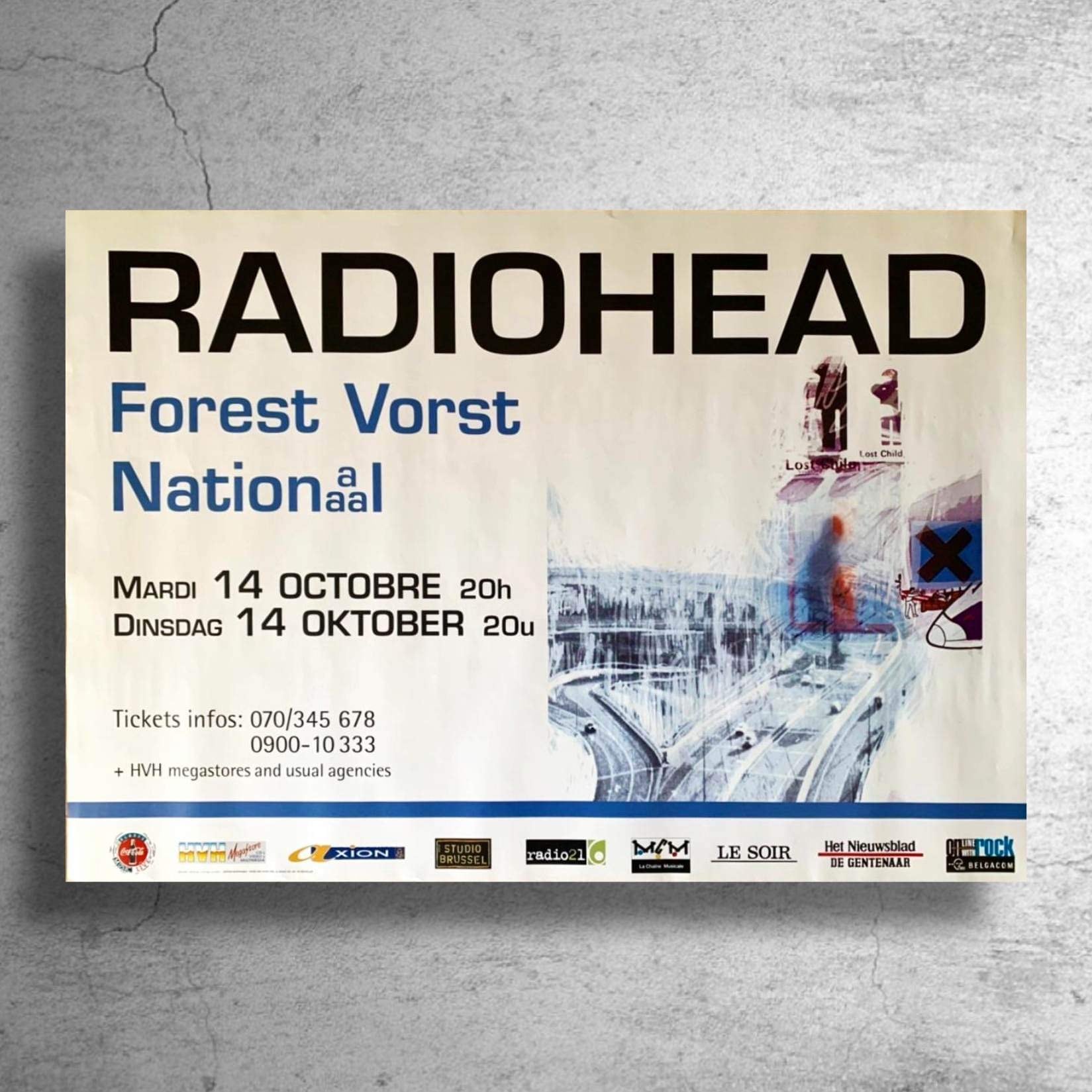 レディオヘッド Radiohead』1997年フランスでのライブ告知ポスター-