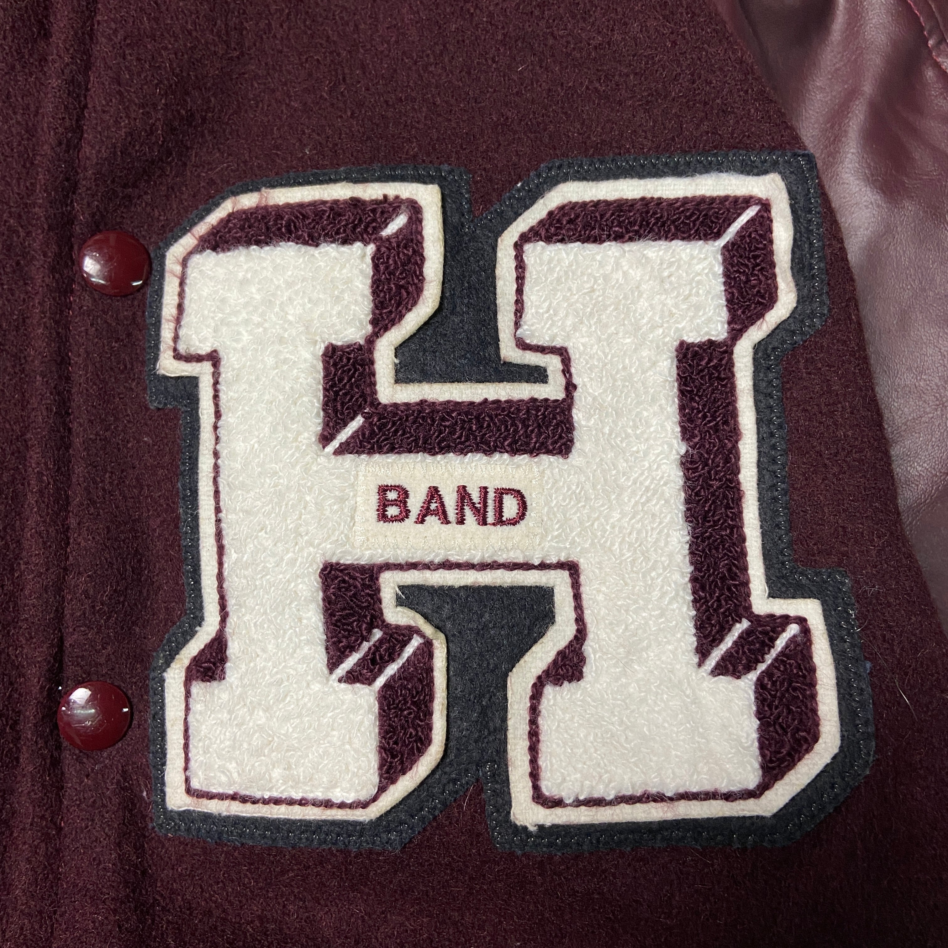 MECA ウールスタジャン 袖フェイクレザー 襟付き メンズS相当 古着