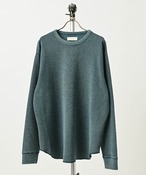many men many mind Faded Processed Waffle-Knit Long-Sleeve Tee (BLU) M2624010