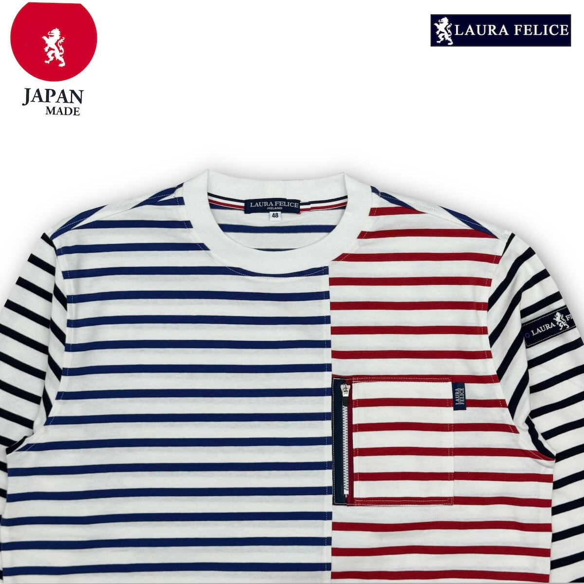 ラウラフェリーチェ バックボーダーシャツ ラウラフェリーチェ LauraFelice Tシャツ クルーネック 切替