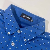 SRIXON スリクソン 総柄 BD ボタンダウン 半袖 ポロシャツ M/ブルー系 メンズ ゴルフ
