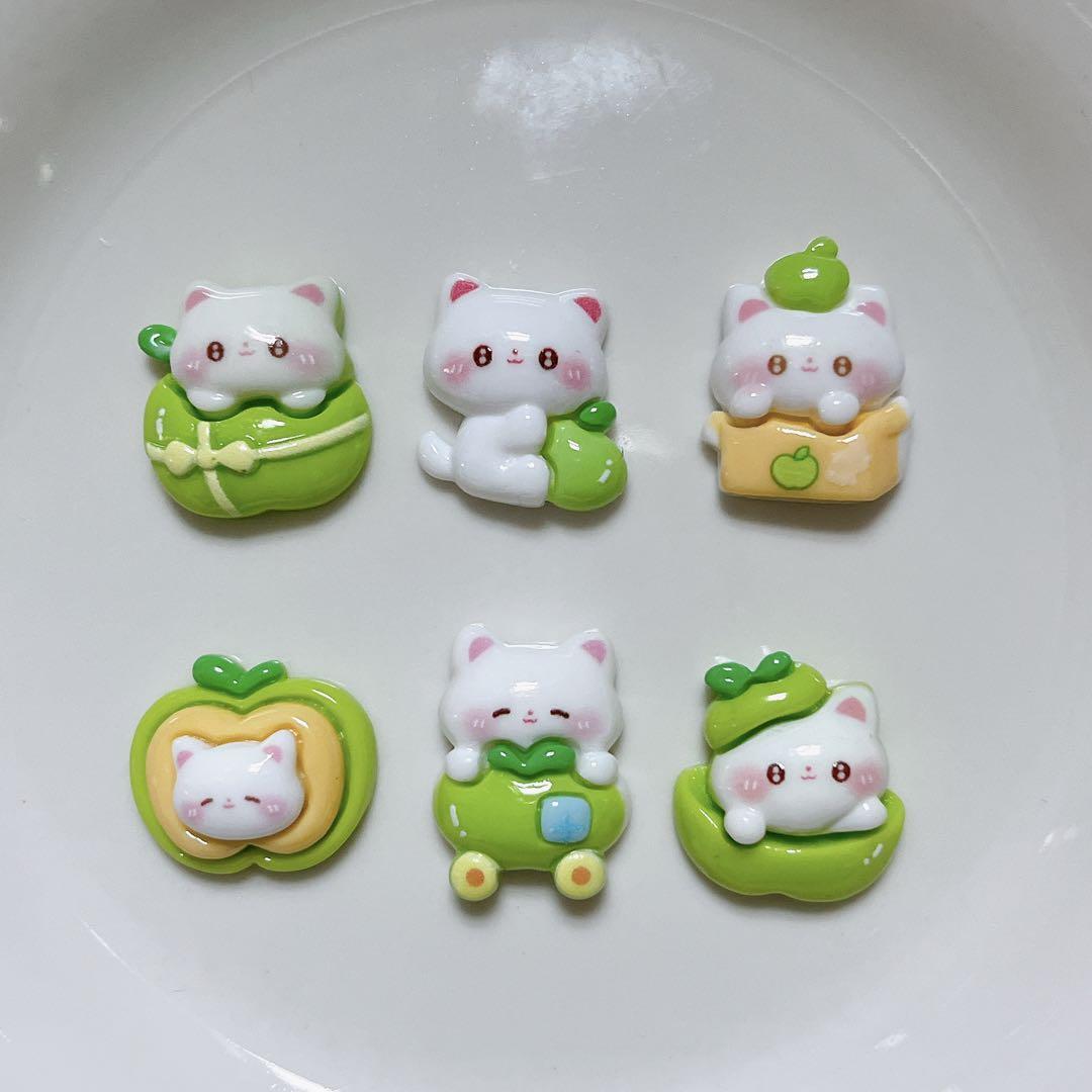 2個セット】デコレーションパーツ ハンドメイド資材 動物 ねこ 青