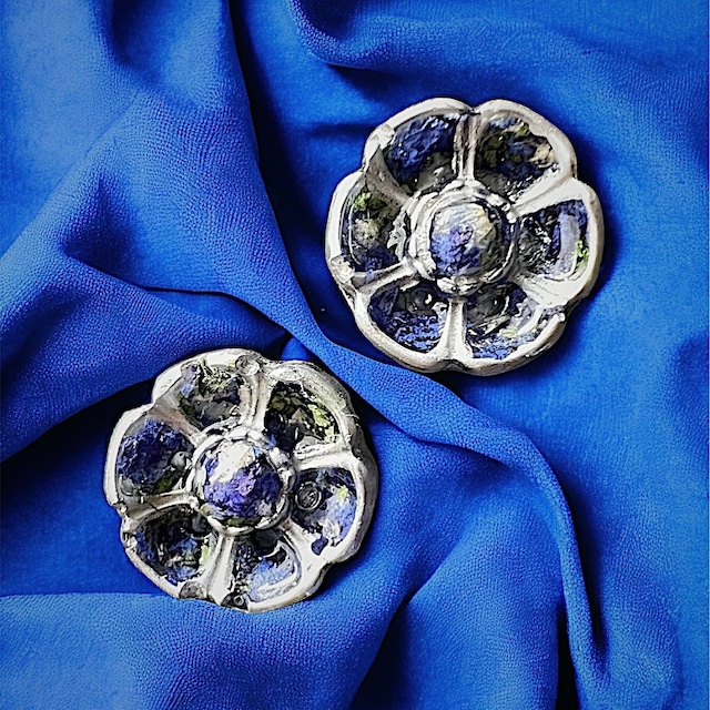 Flower Button Pierce -BLUE-