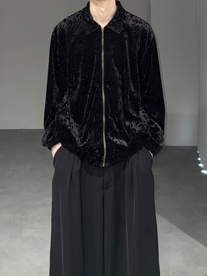 velours jacquard short jacket / black