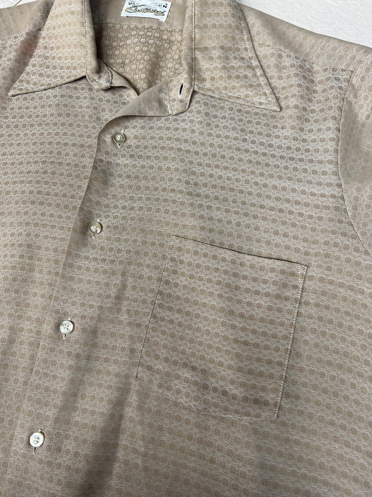 70s〜 VAN HEUSEN 半袖シャツ ポケット柄合わせオープンシャツ ヴィンテージvintage US古着