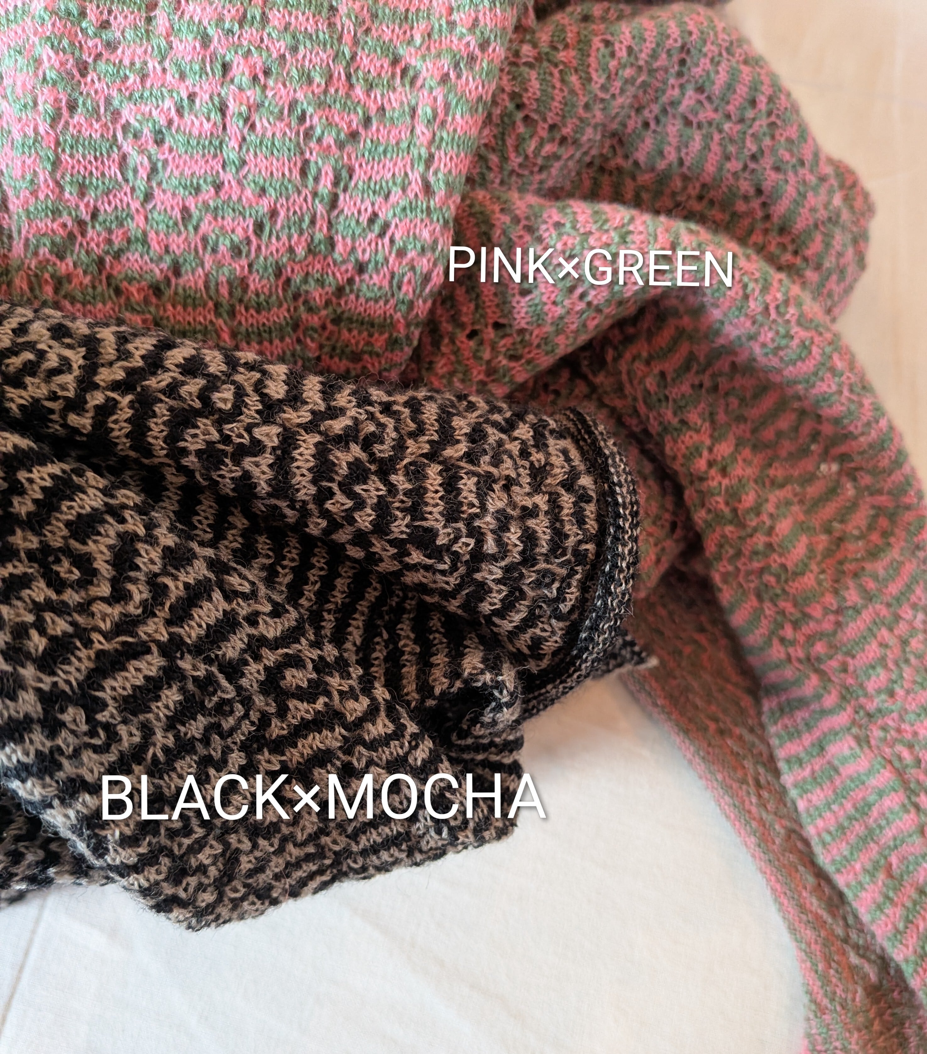 L'ANIT ］ラニット / ウェーブロングストール / WOOL100% / PINK×GREEN